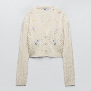 Floral cropped cardigan